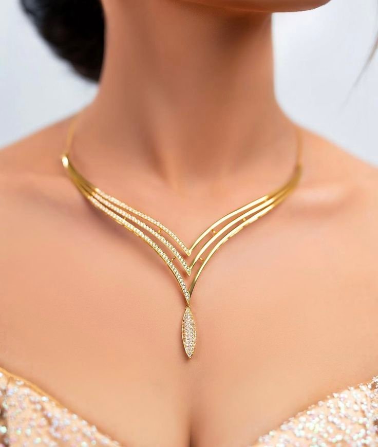 Elegant Layered V-Shaped Diamond Necklace