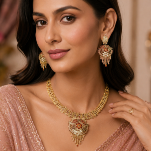 Exquisite Wedding Wear Gold Drop Earrings