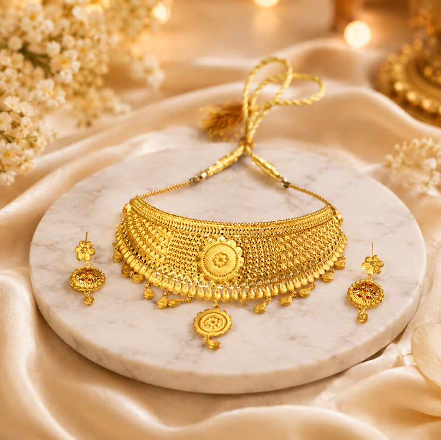 Elegant Traditional Wear Gold Jewellery Set